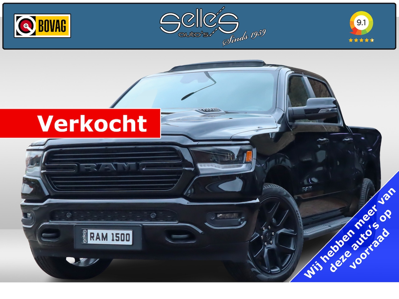 Dodge Ram 1500 5 7 LARAMIE NIGHT ALL IN PRIJS OP VOORRAAD DIGITAAL DASHBOARD NIEUW LPG