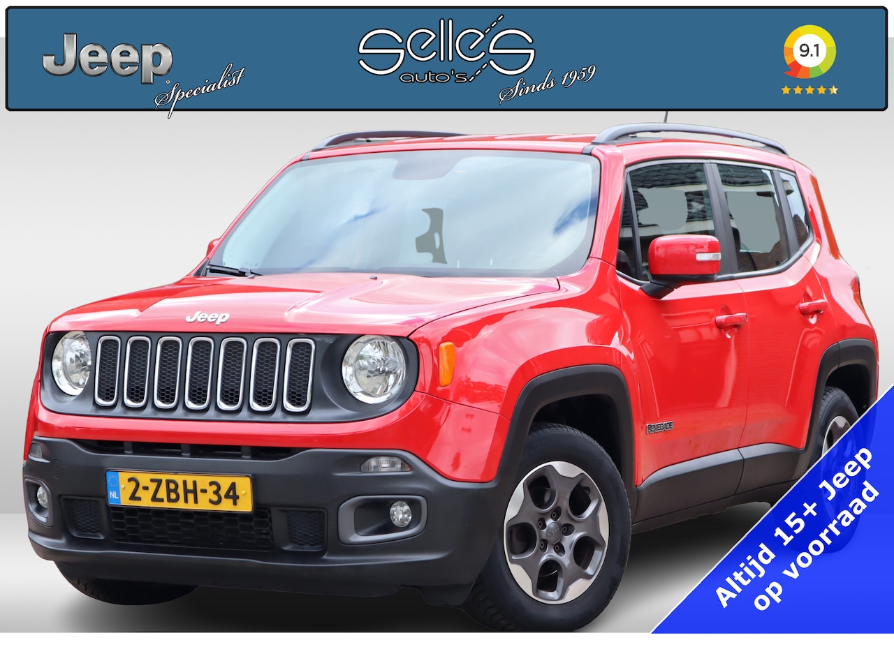 Jeep Renegade - 1.4 Longitude | Navigatie | Trekhaak | Keyless | Parkeersensoren | Reservewiel - AutoWereld.nl