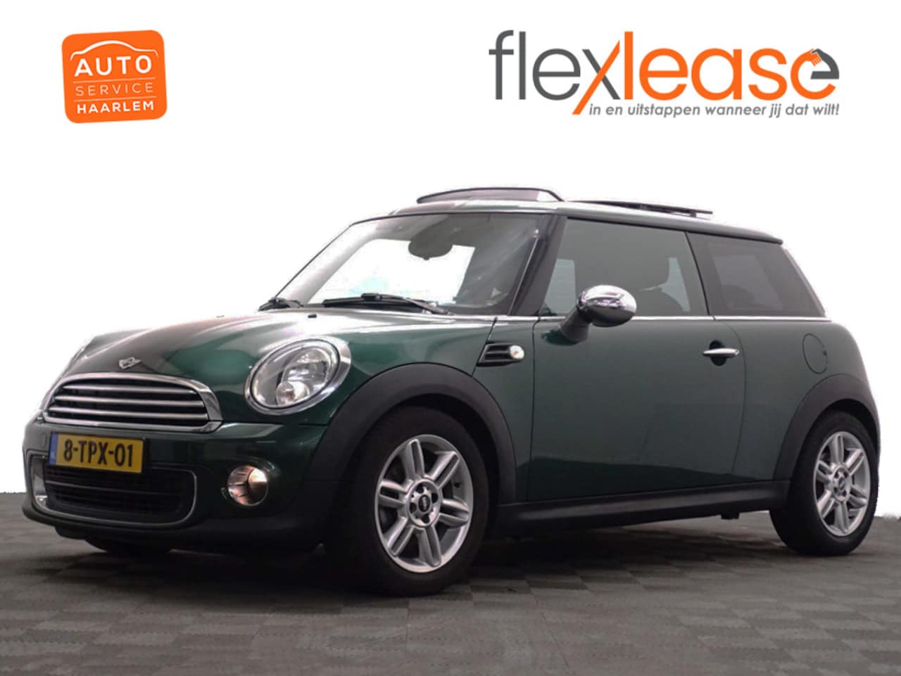 MINI Cooper - Mini S look- Panoramadak, BI-Colour Interieur, Navi, Park Assist, British racing green - AutoWereld.nl