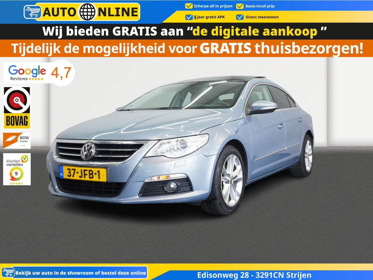 Volkswagen Passat CC - 1.8 TSI 4p. ✅PANORAMADAK✅Airco✅Cruise controle✅Navigatie✅PARKEERSENSOREN - AutoWereld.nl