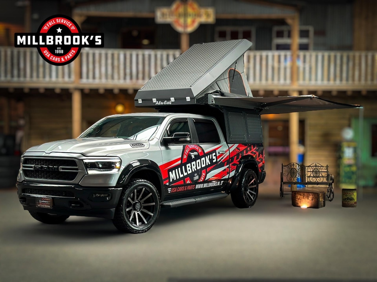 Dodge Ram 1500 - MillBrooks Adventure Ram 5.7 V8 4x4 Backcountry Widebody Alu-Cab Tent!!! - AutoWereld.nl