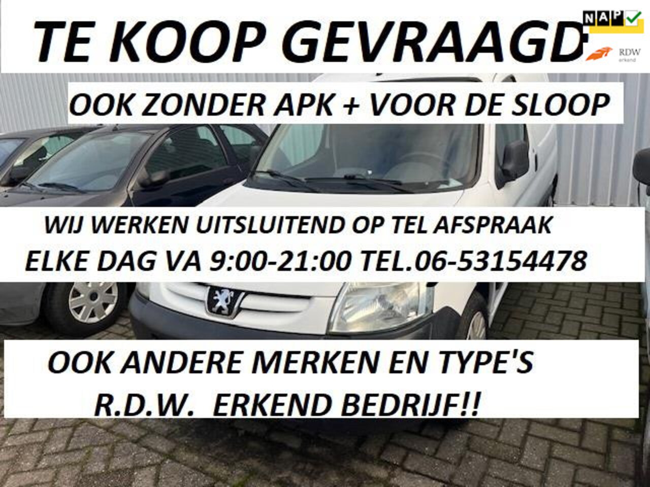 Peugeot Partner - 170 / AUTOHILHORST, WIJ WERKEN UITSLUITEND OP TELEFONISCHE AFSPRAAK, ELKE DAG VA 9:00-21:0 - AutoWereld.nl