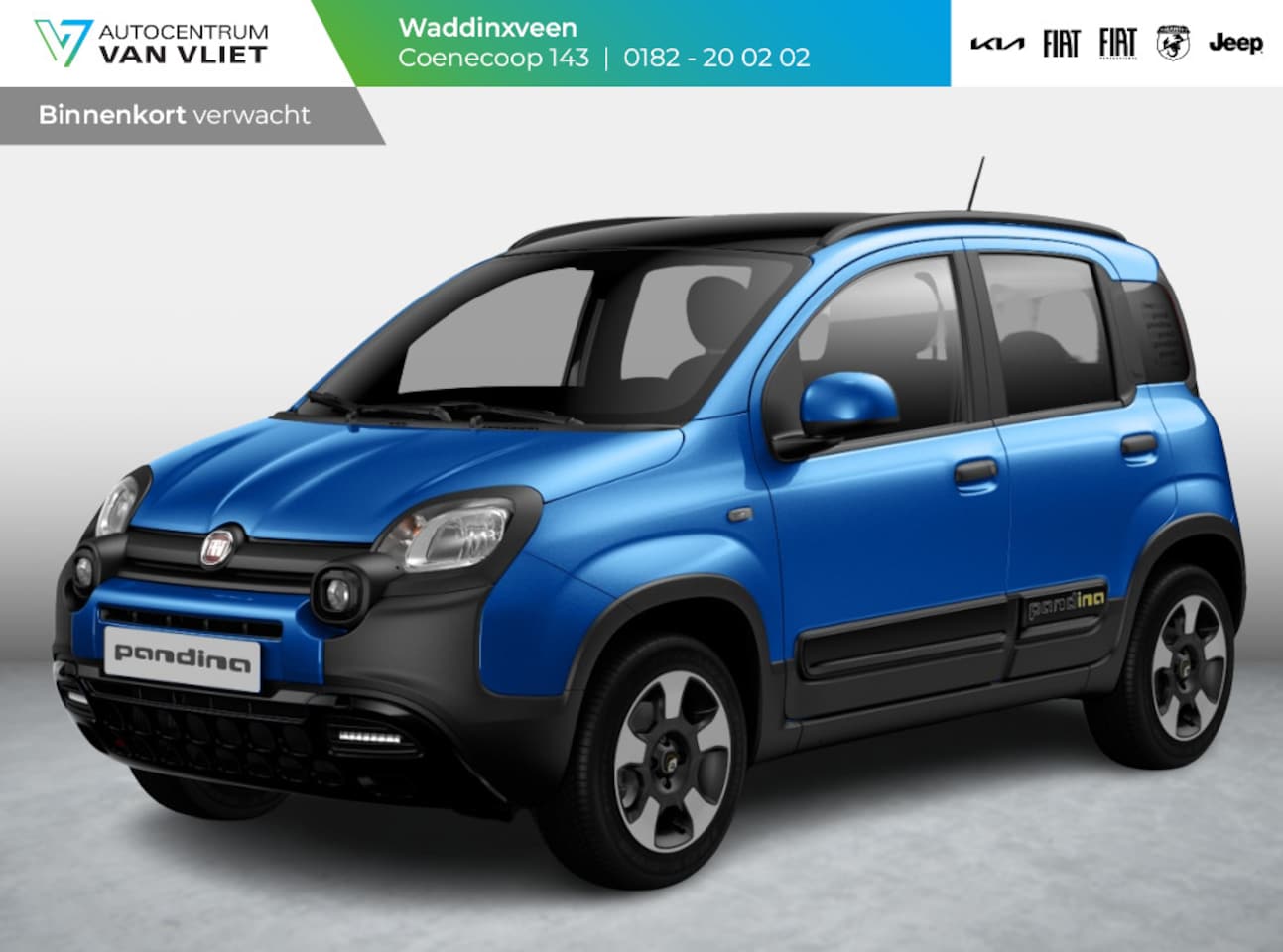 Fiat Panda - Hybrid Pandina | Airco | Cruise | Priv Glass | Dakrails | 15" | PDC | Apple Carply | Blauw - AutoWereld.nl