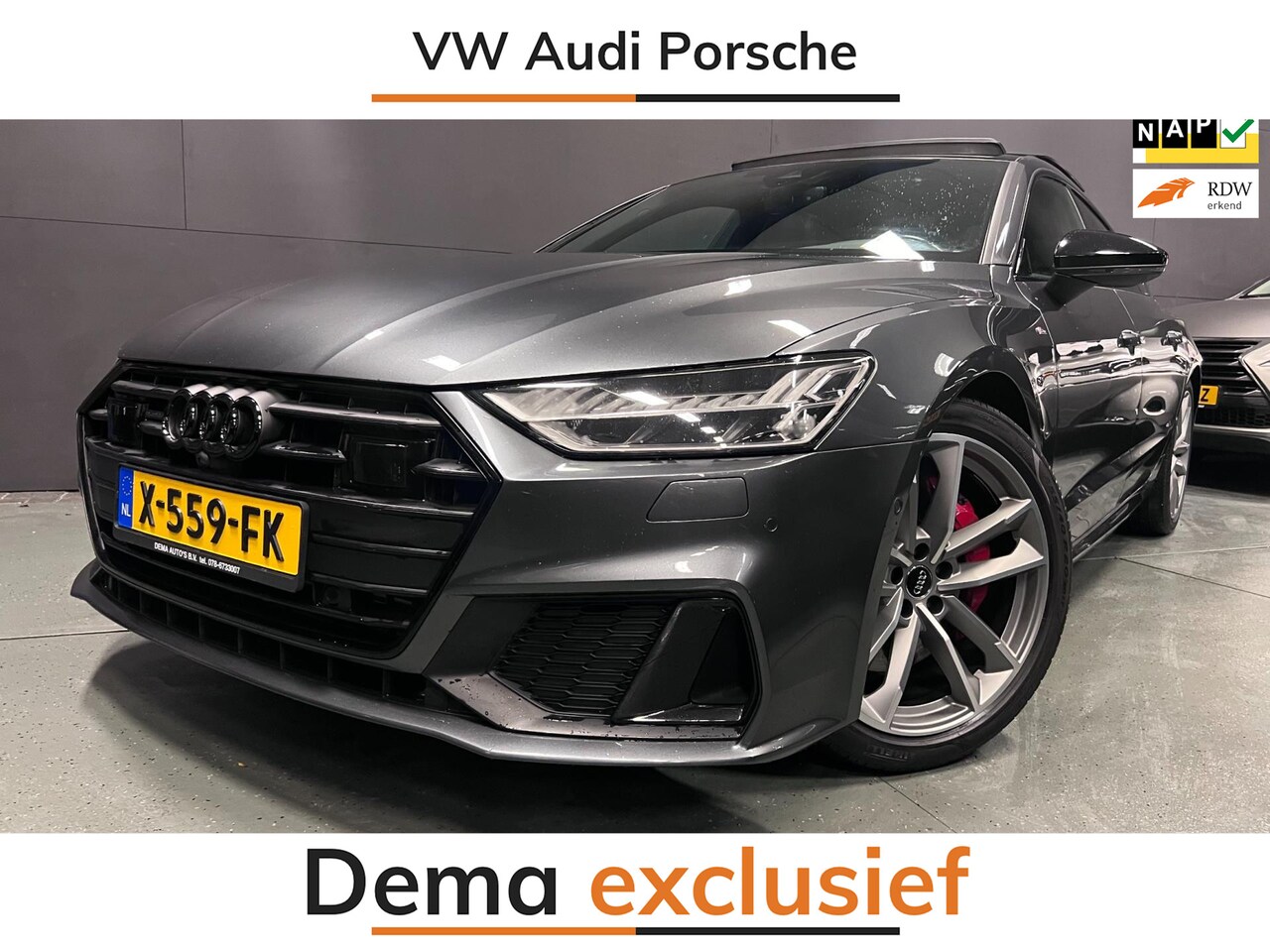 Audi A7 Sportback - 55 TFSI e quattro S7-PACK Competition 367PK BLACK-LINE FULL-OPTION!!! - AutoWereld.nl