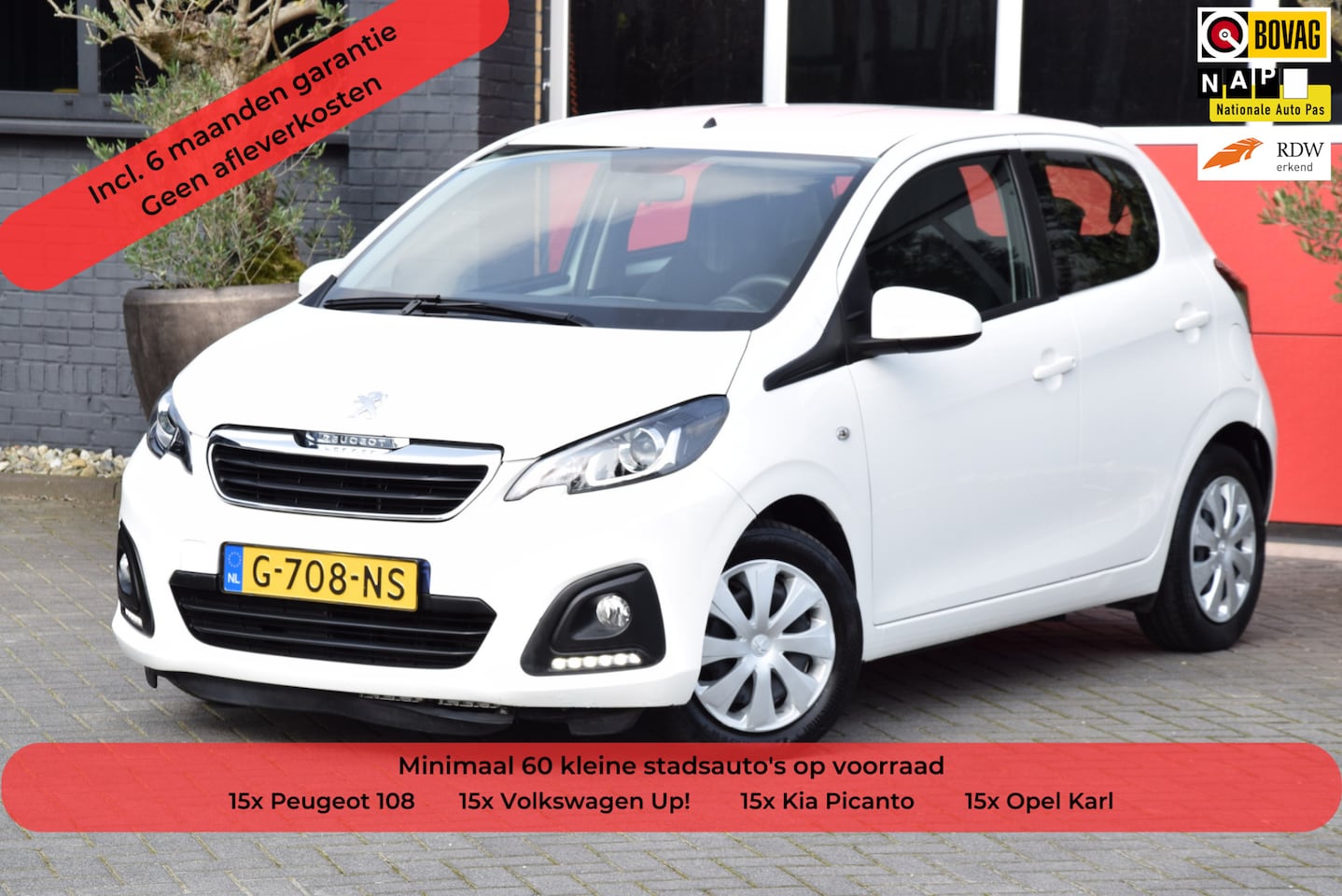 Peugeot 108 - 1.0 e-VTi Active 2019 Airco 5 Deurs BT Telefoon Stuurbediening 15x op voorraad! - AutoWereld.nl