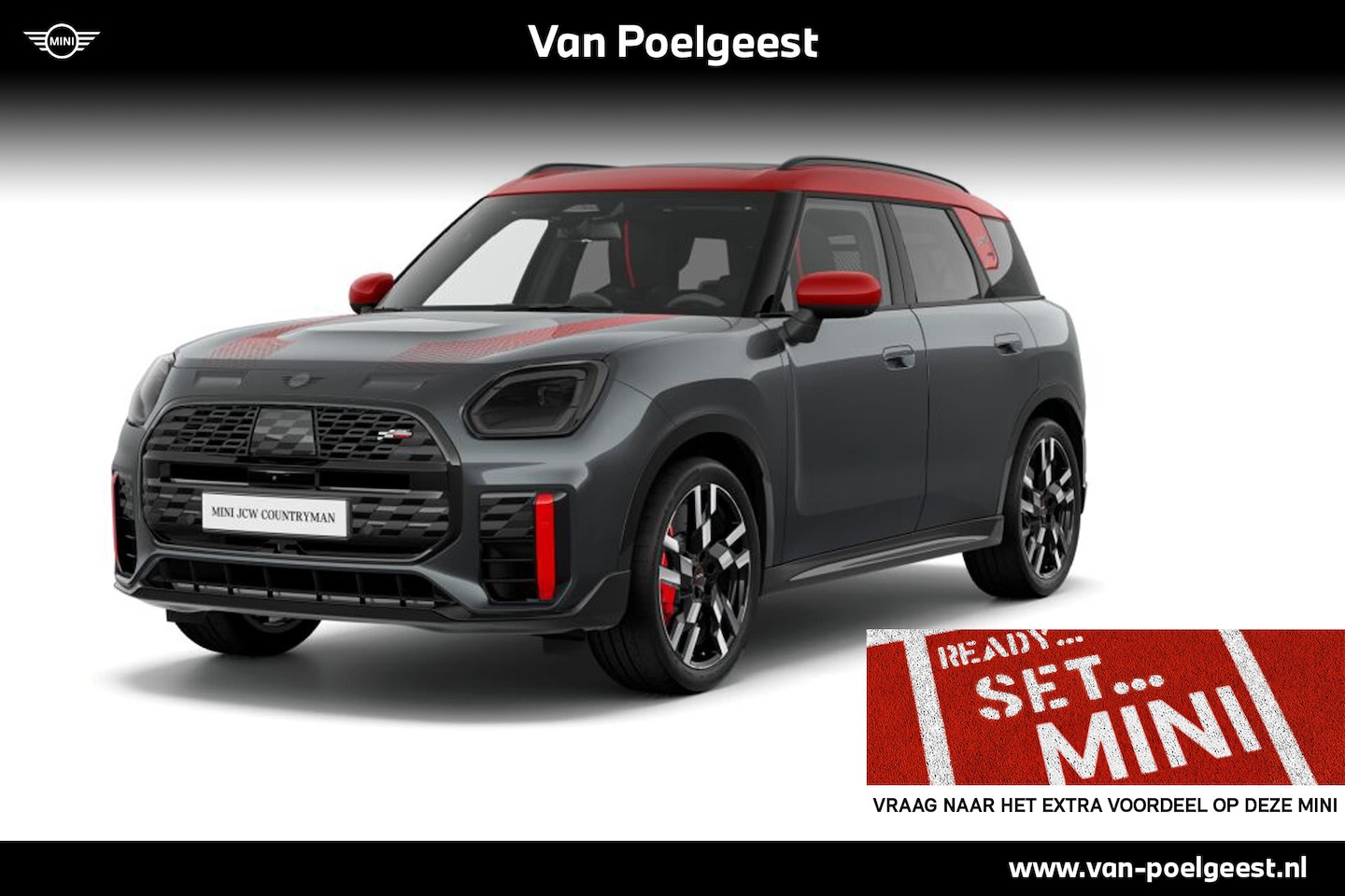 MINI Countryman - Electric SE ALL4 John Cooper Works 66.5 kWh | Pakket XL | Dak en spiegelkappen in Chili Re - AutoWereld.nl