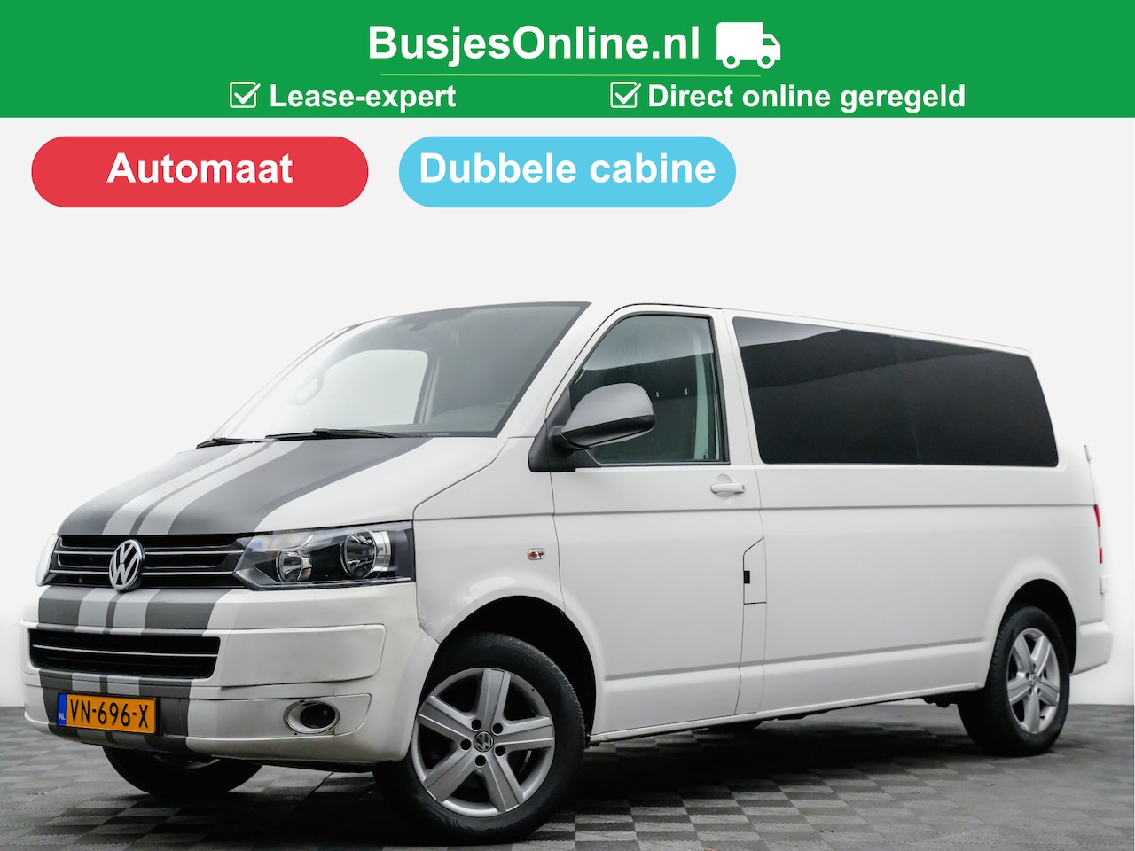 Volkswagen Transporter - 2.0 TDI DSG/Aut ✅LEASE € 329,- pm L2H1 140pk DC Highline (navi,clima,LED,cruise,pdc) - AutoWereld.nl