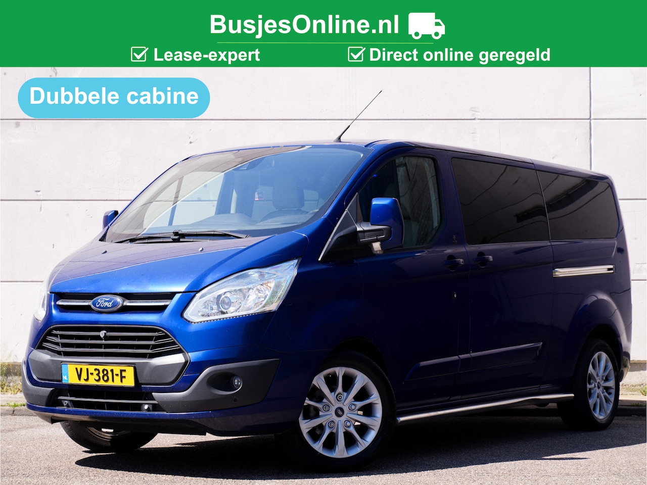 Ford Transit Custom - 290 2.2 TDCI 155pk ✅lease € 189,- pm LANG Limited DC (leer,navi,camera,2x schuifdeur,xenon - AutoWereld.nl