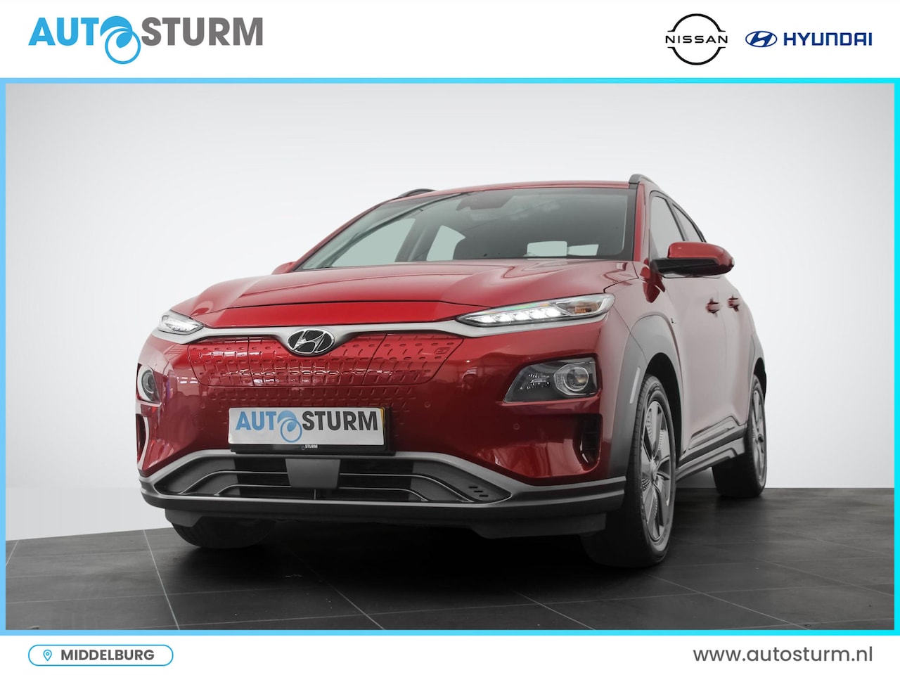 Hyundai Kona Electric - EV Premium 64 kWh | Head-Up Display | Navigatie | Camera | Leder | Adapt. Cruise Control | - AutoWereld.nl