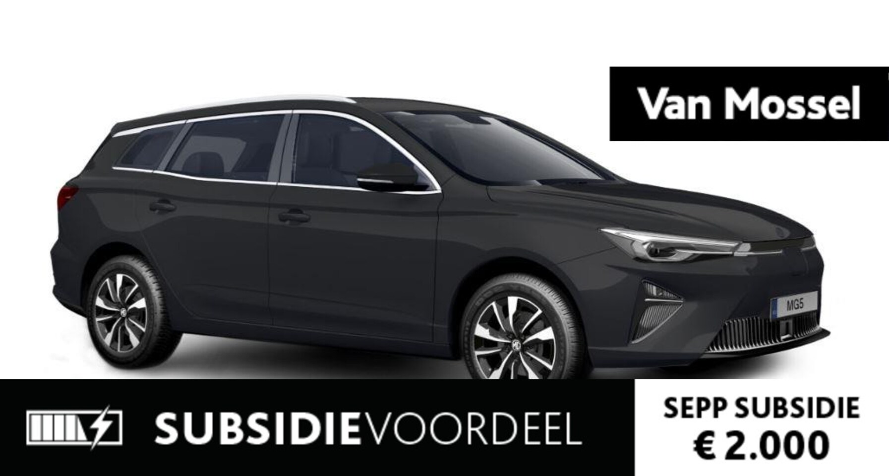 MG 5 - MG5 Long Range Comfort 61 kWh /  Pebble Black ACTIE € 4500,= voorraad registratiekorting ( - AutoWereld.nl