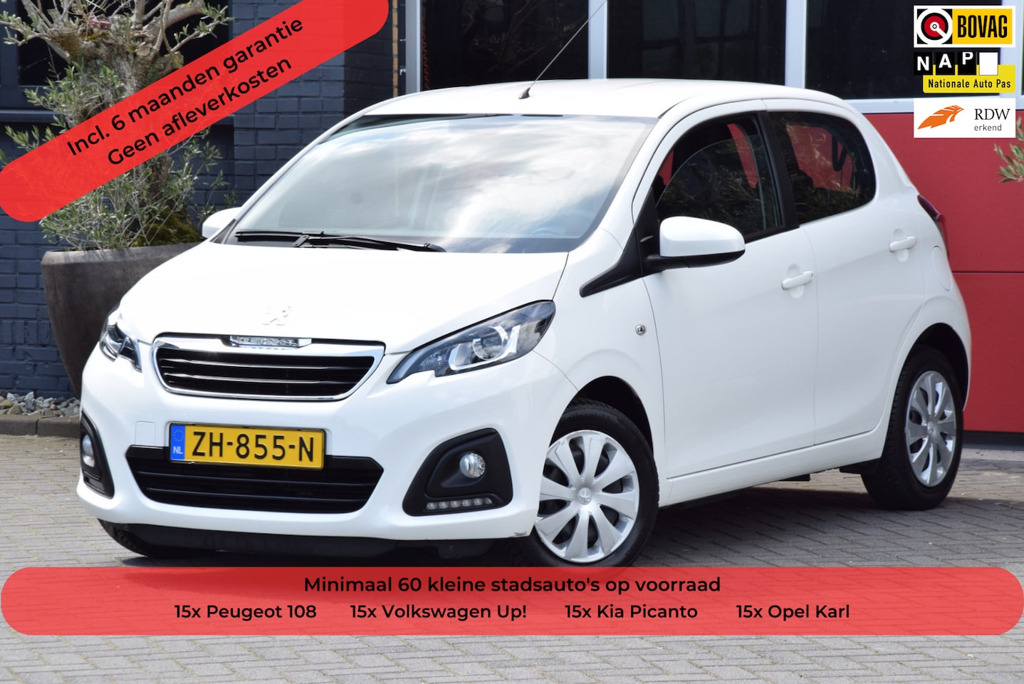 Peugeot 108 - 1.0 e-VTi Active 2019 Airco 5 Deurs BT Telefoon Stuurbediening 15x op voorraad! - AutoWereld.nl