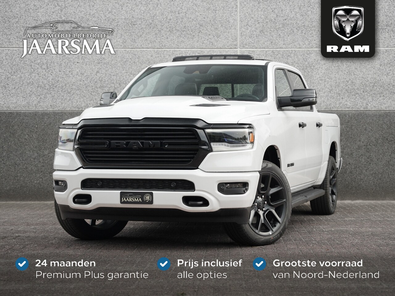 Dodge Ram 1500 - 5.7 V8 4x4 Crew Cab Laramie Night Luchtvering |Adaptive Cruise Control |RAMBox® |Multifunc - AutoWereld.nl