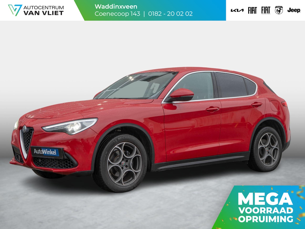 Alfa Romeo Stelvio - 2.0 Turbo Aut. AWD 280pk First Edition | Rosso Alfa | 20'' LM | Navi | Clima | Stoel-/Stuu - AutoWereld.nl