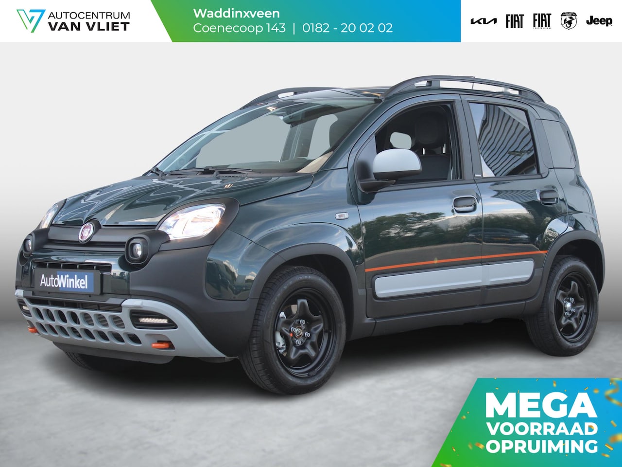 Fiat Panda - Hybrid Garmin Cross | Clima | Priv. glass | Dakrails | 5-Persoons | Apple Carplay | Verde - AutoWereld.nl