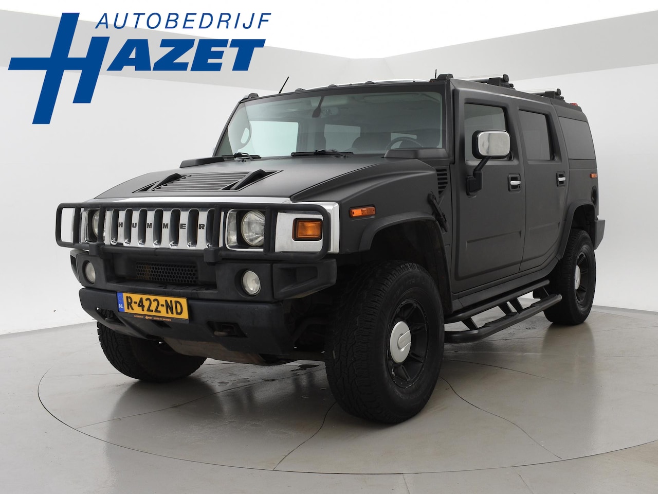 Hummer H2 - 6.0 V8 MAT ZWART + STANDKACHEL / LEDER / STOELVERWARMING V+A / SCHUIFDAK - AutoWereld.nl