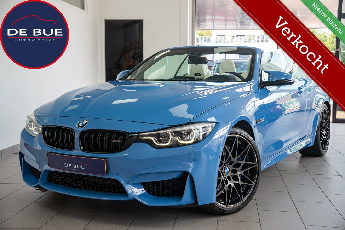 BMW 4-serie Cabrio - M4 Competition Yas Marina Blue Dealer onderhouden Full Options - AutoWereld.nl