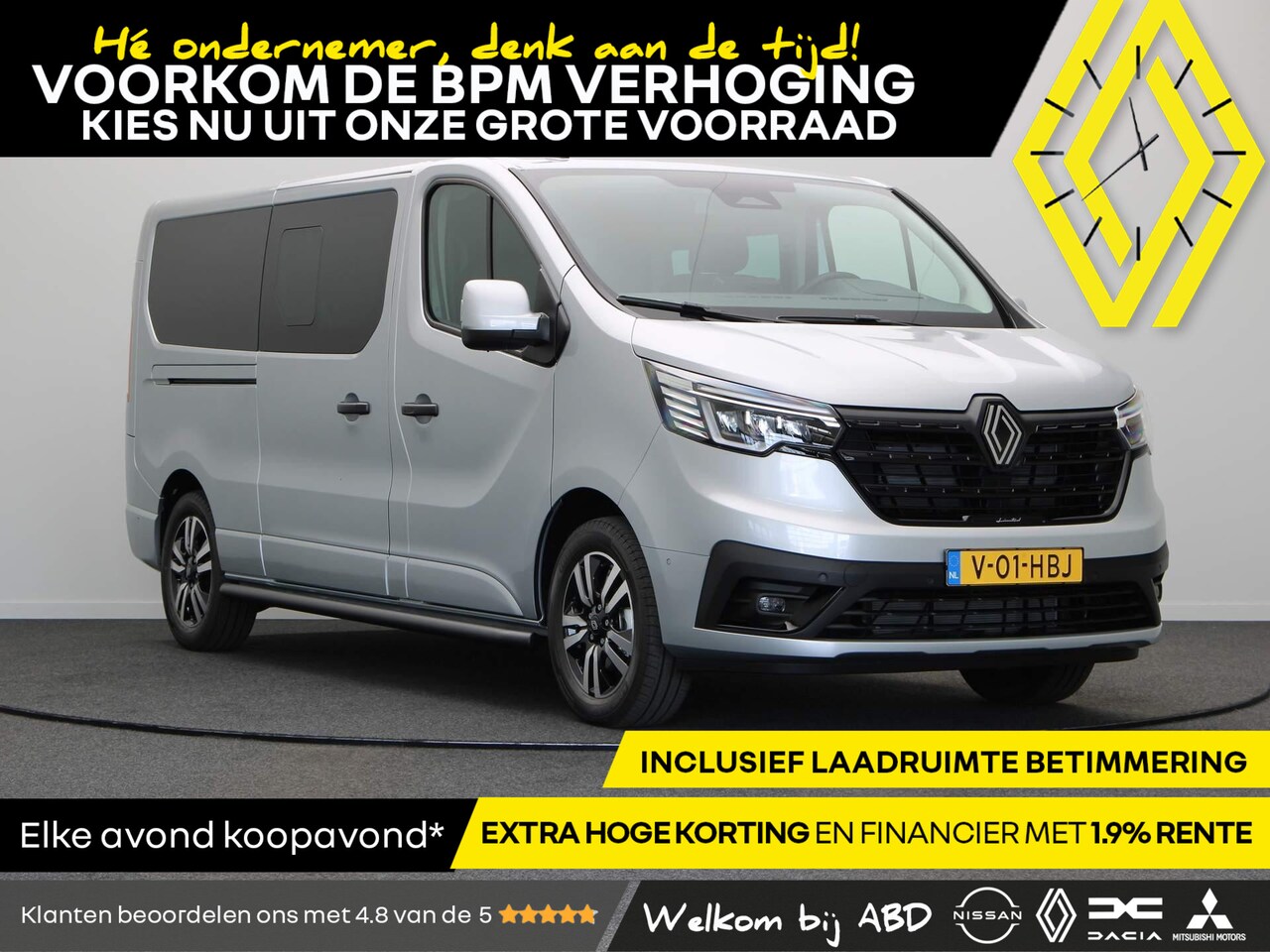 Renault Trafic - 2.0 dCi EDC 170pk T29 L2H1 Extra DC | Limited | 1:350 | Sidebars | Zwarte grill + logo's | - AutoWereld.nl