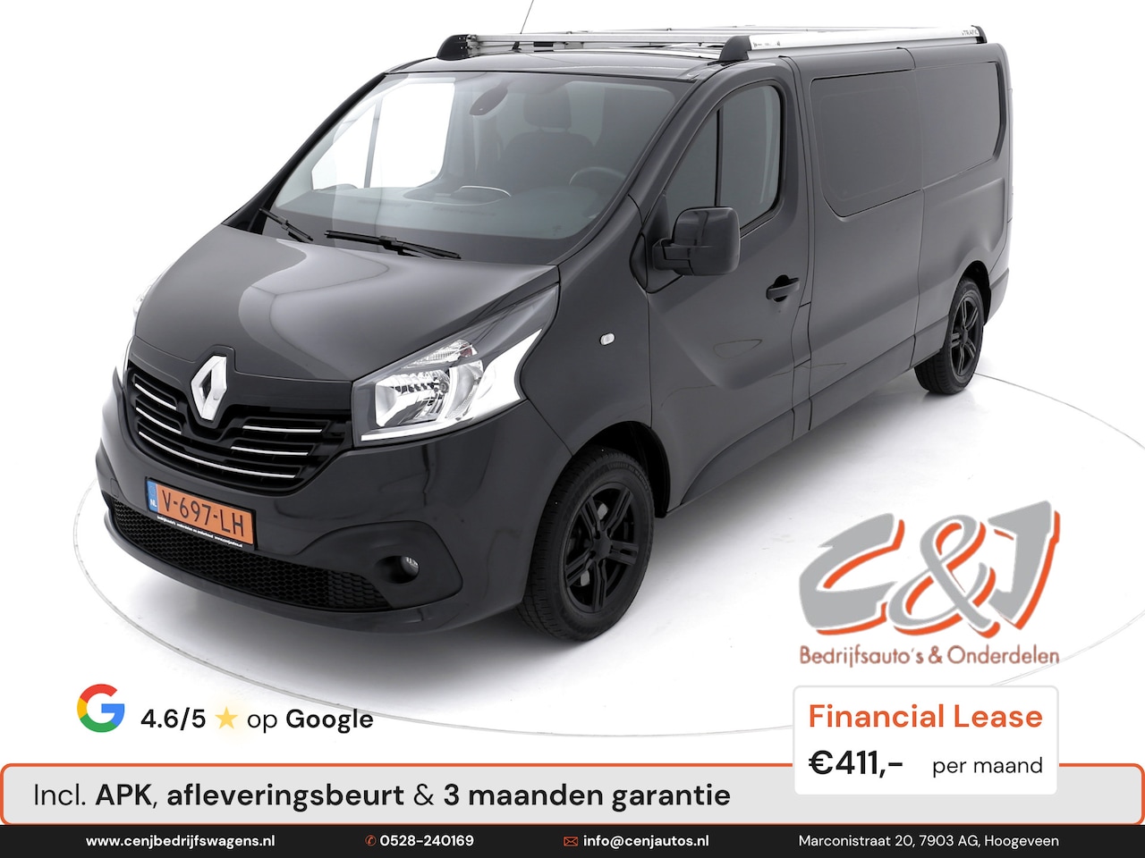 Renault Trafic - 1.6 dCi T29 L2H1 Dubbele Cabine Luxe airco cruise navi lease 411,- p/md - AutoWereld.nl