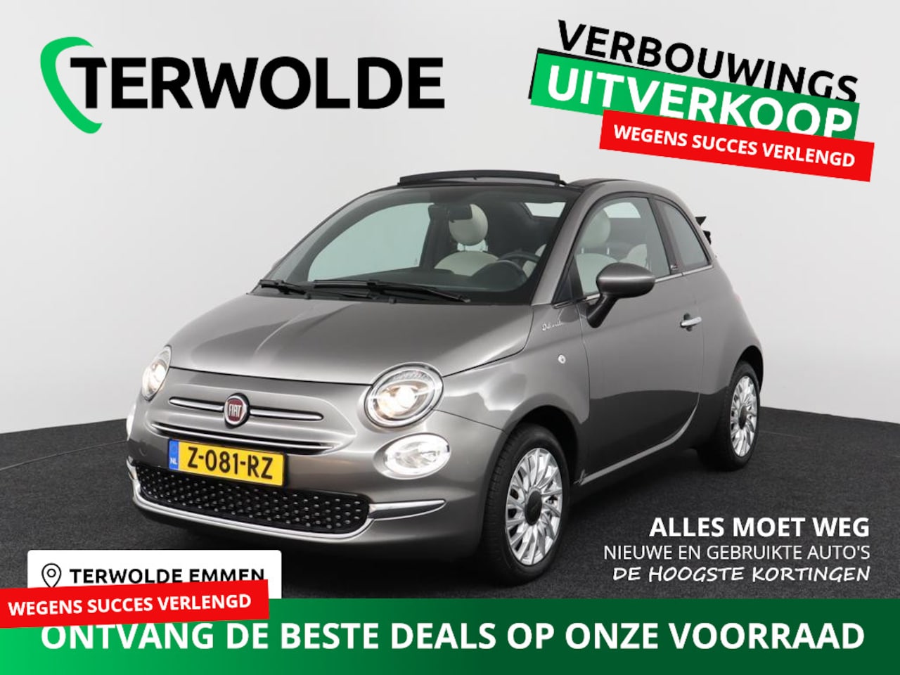 Fiat 500 C - 1.0 Hybrid Dolcevita | Elektrisch dak | Lederen bekleding | U-Connect Apple Carplay / Andr - AutoWereld.nl