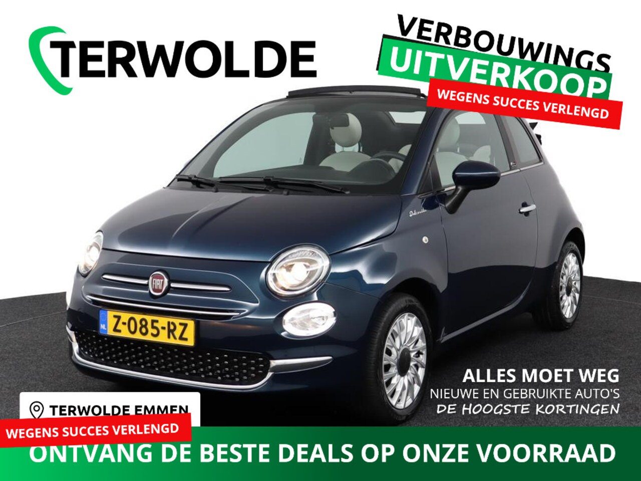 Fiat 500 C - 1.0 Hybrid Dolcevita | Elektrisch dak | Lederen bekleding | U-Connect Apple Carplay / Andr - AutoWereld.nl