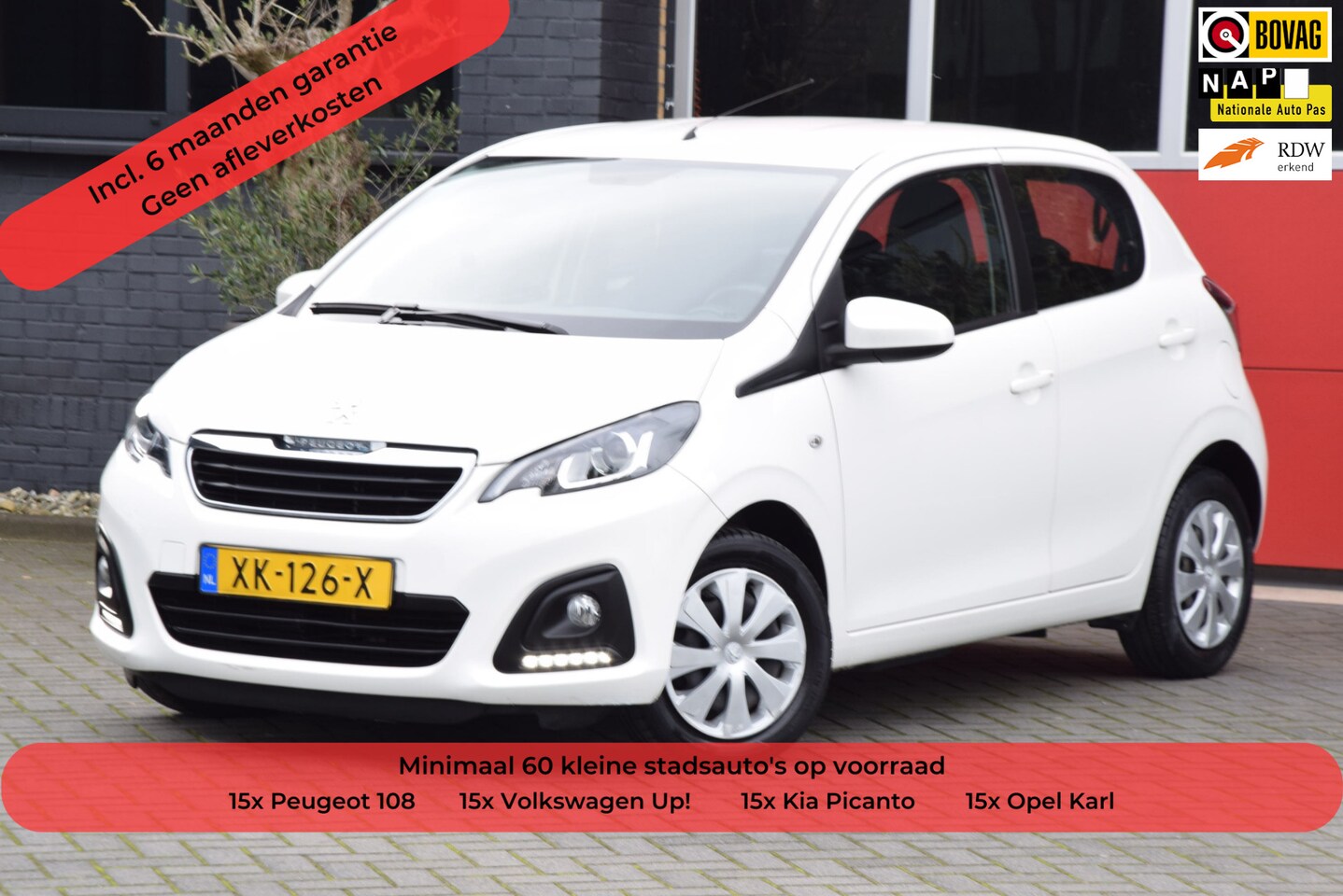 Peugeot 108 - 1.0 e-VTi Active 2019 Airco 5 Deurs BT Telefoon Stuurbediening 15x op voorraad! - AutoWereld.nl