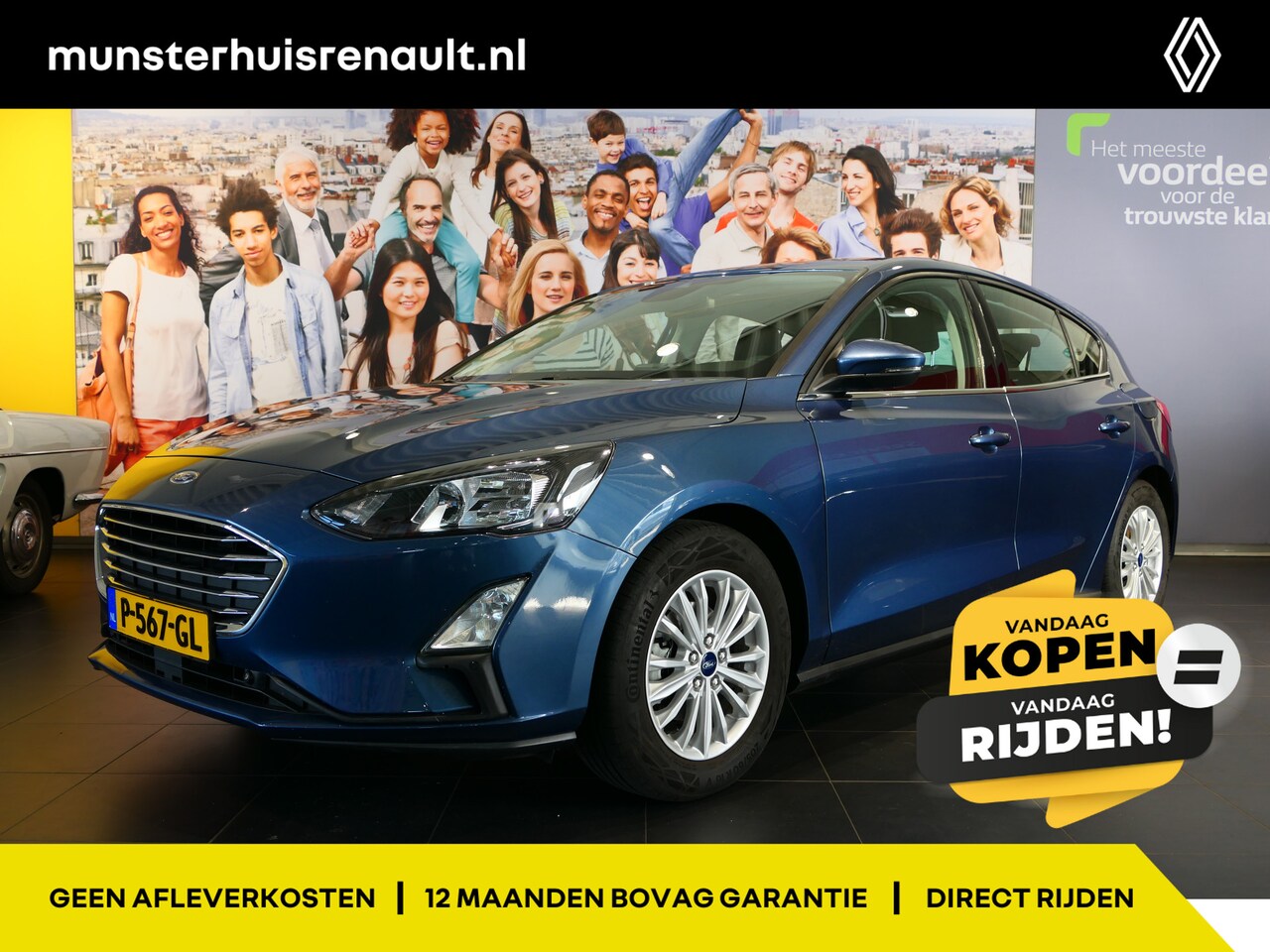 Ford Focus - 1.0 EcoBoost Titanium Business - Cruise, Sensoren v+a, Airco - AutoWereld.nl