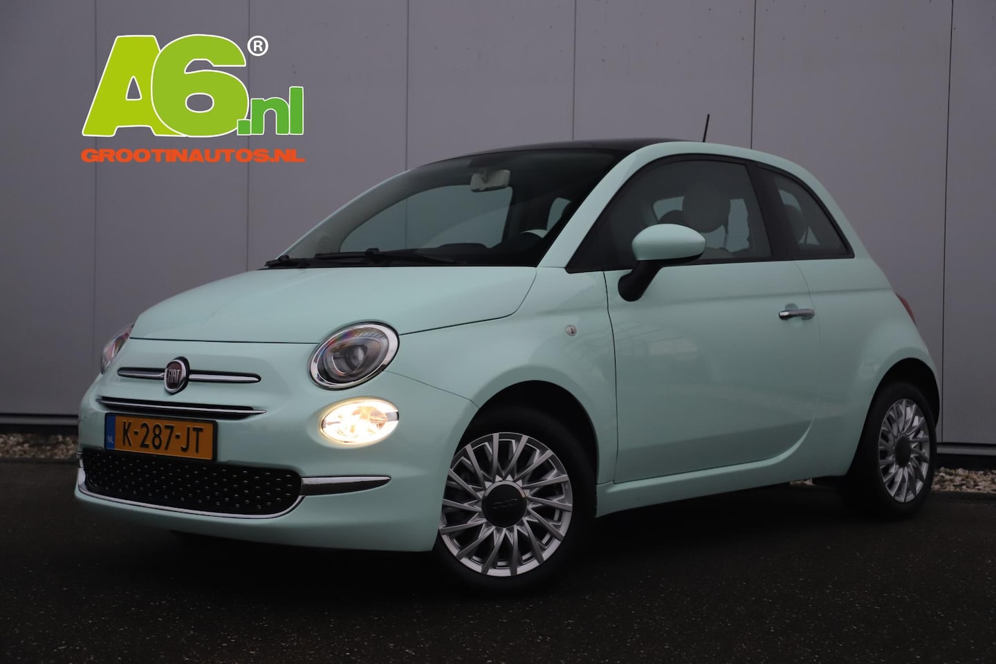 Fiat 500 - 1.0 Hybrid Lounge Mint Groen Panoramadak 16 inch LMV Radio Bluetooth Airco Cruise Control - AutoWereld.nl