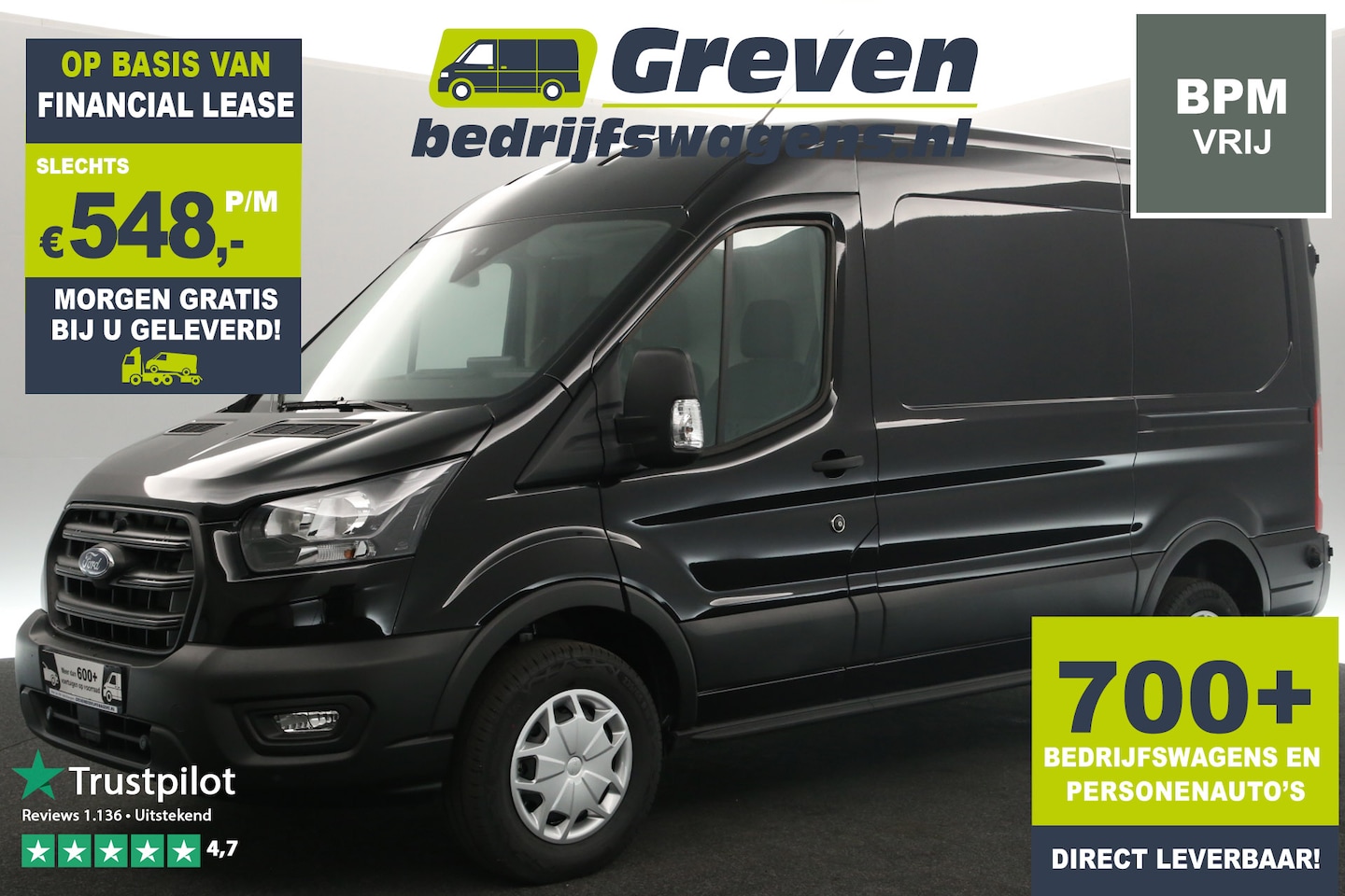 Ford Transit - 2.0 EcoBlue L2H2 130PK | BPM Vrij | Airco Cruise Carplay Navigatie PDC 3 Persoons Trekhaak - AutoWereld.nl