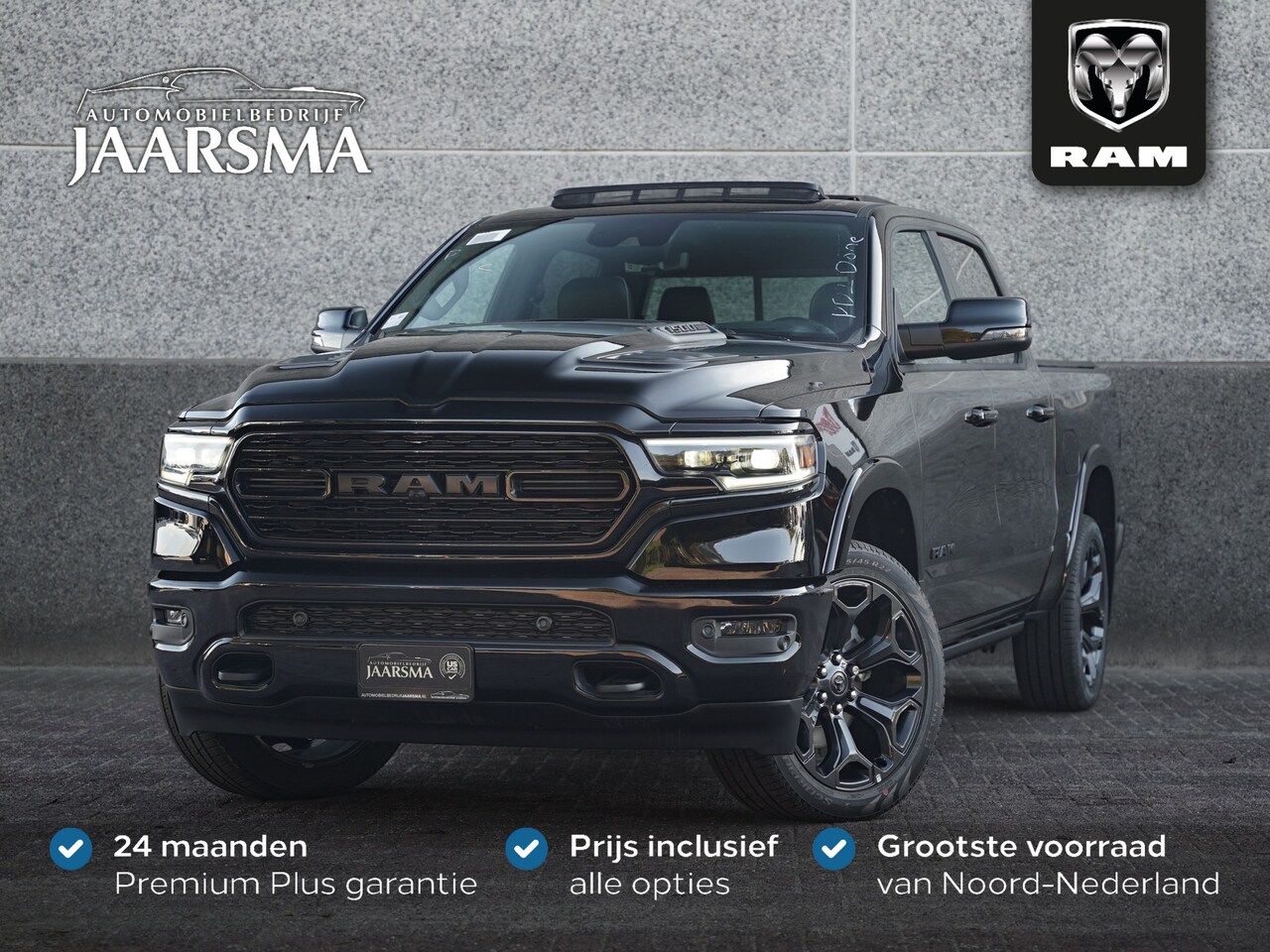 Dodge Ram 1500 - 5.7 V8 4x4 Crew Cab Limited Night |Digitaal Cluster |Luchtvering |Head-up Display |Rijklaa - AutoWereld.nl