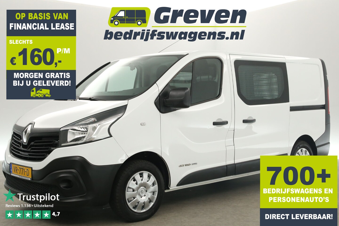 Renault Trafic - 1.6 dCi T29 L1H1 Airco 2xSchuifdeur Cruisecontrol Navigatie PDC Elektrpakket Trekhaak - AutoWereld.nl