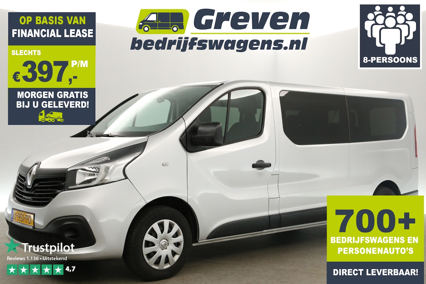 Renault Trafic Passenger - 1.6 dCi L2H1 Marge | Incl. BPM | Airco Cruise PDC 8 Persoons Navigatie Elektrpakket - AutoWereld.nl