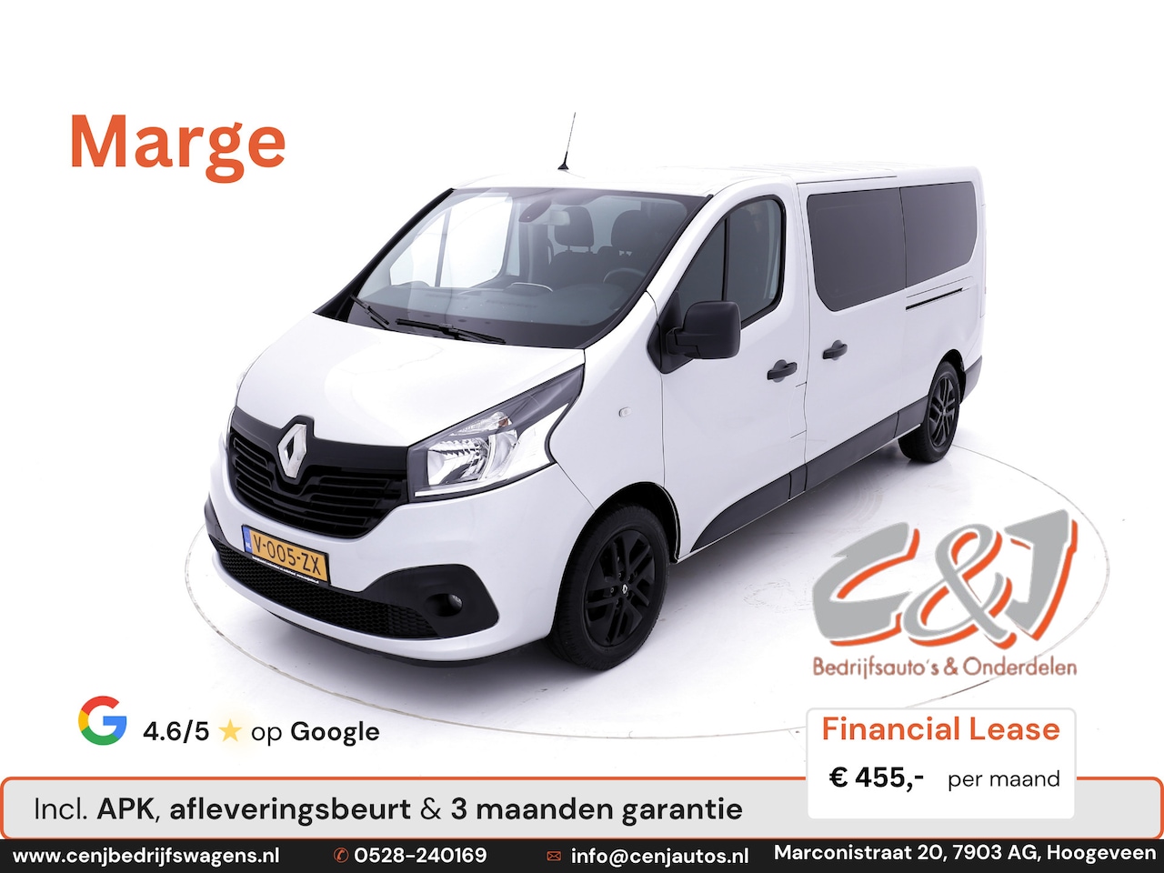 Renault Trafic - 1.6 dCi T29 L2H1 Dubbele Cabine luxe airco navi 2 schuifdeuren marge lease 455.- p/md - AutoWereld.nl