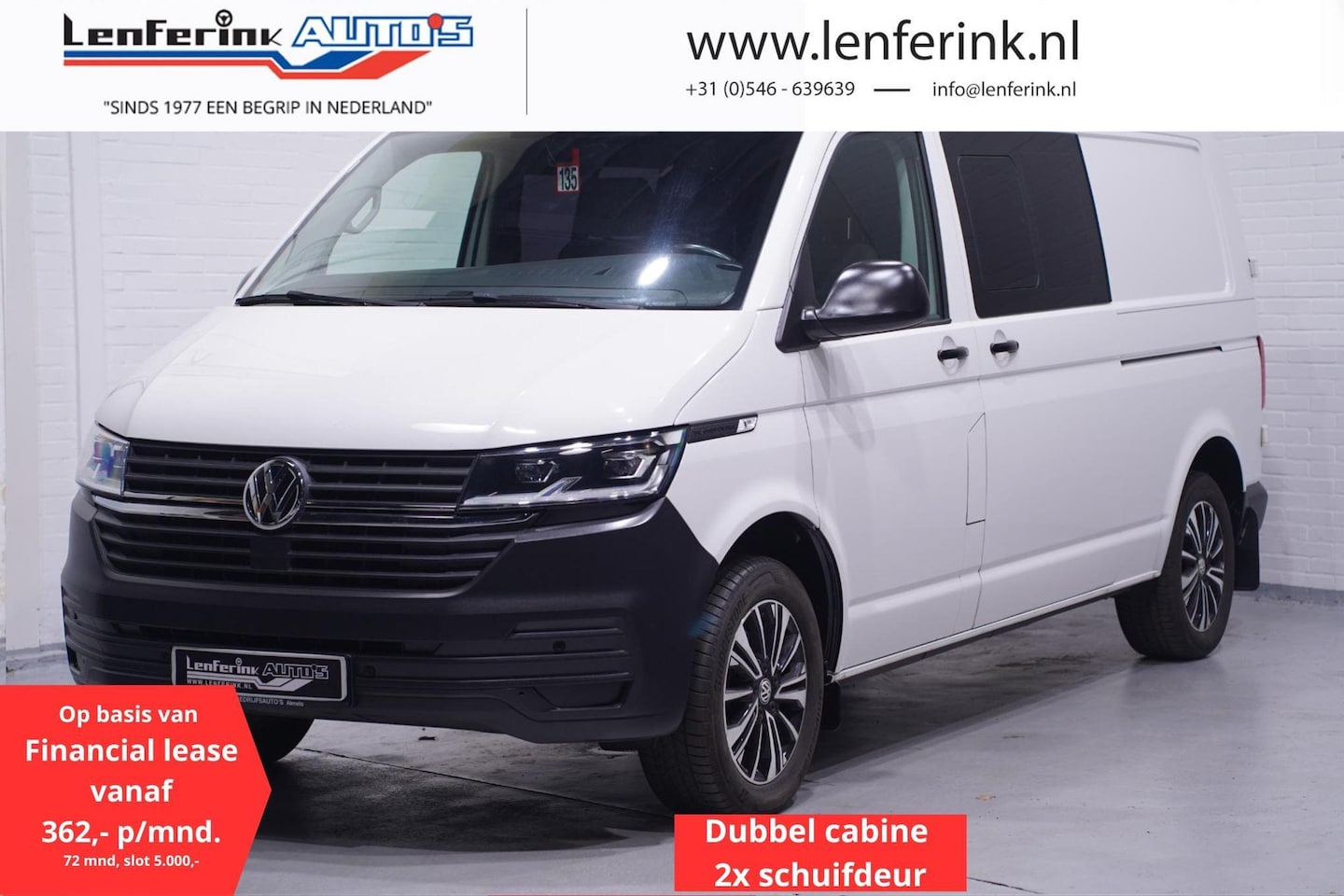 Volkswagen Transporter - 2.0 TDI 150 pk DSG Aut. Dubbel Cabine Navi 2x Schuifdeur, LED Koplampen, Camera, Adapt. Cr - AutoWereld.nl