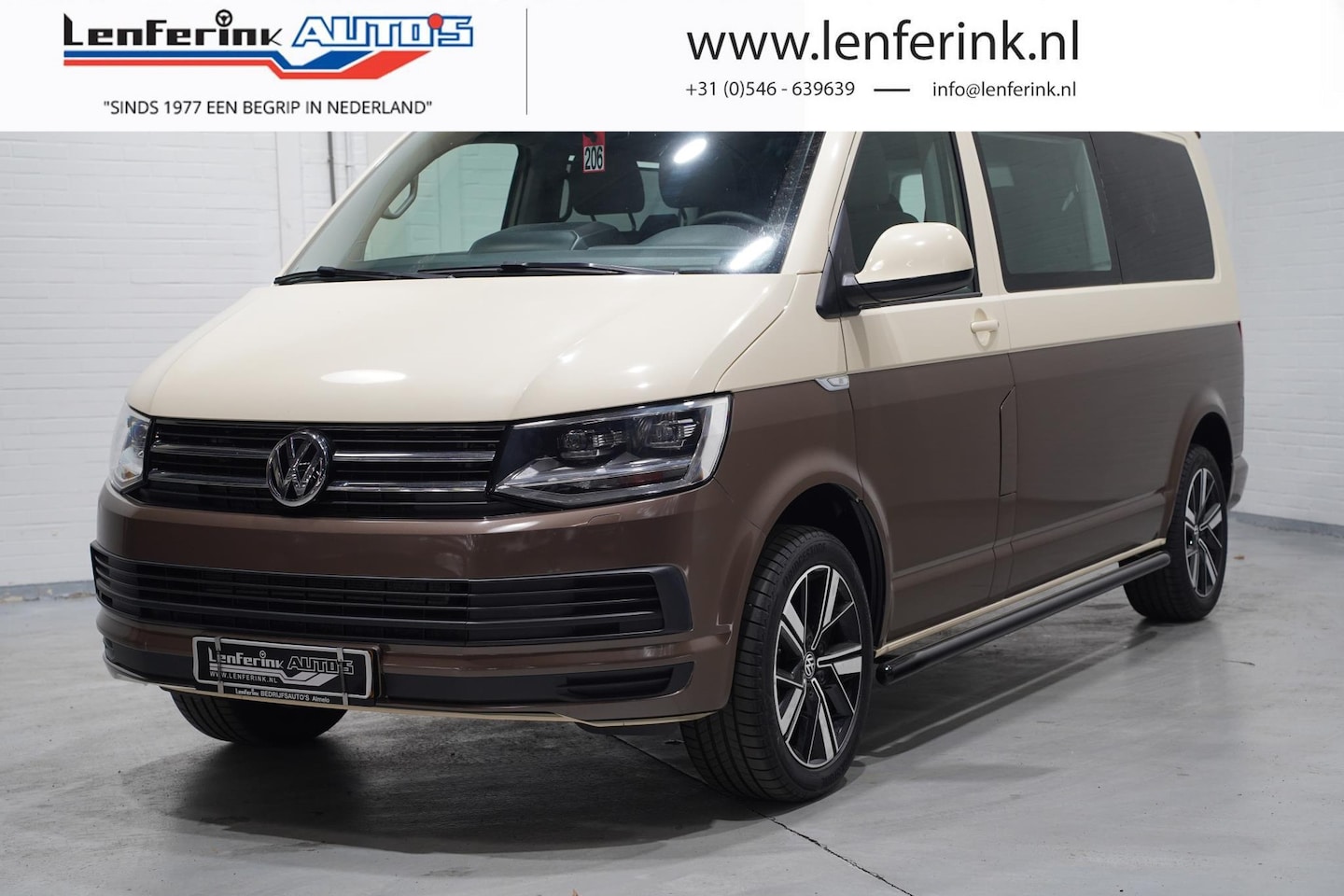 Volkswagen Transporter - 2.0 TDI 150 pk Dubbel Cabine Two Tone Bruin Airco ECC, Camera, 18" LMV, LED Koplampen, Sid - AutoWereld.nl