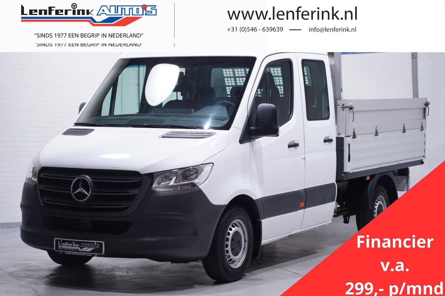 Mercedes-Benz Sprinter - 211 CDI Dubbel Cabine 6-Zits va 299 p/mnd Pickup Open Laadbak Airco, Trekhaak, LxBxH 270x2 - AutoWereld.nl