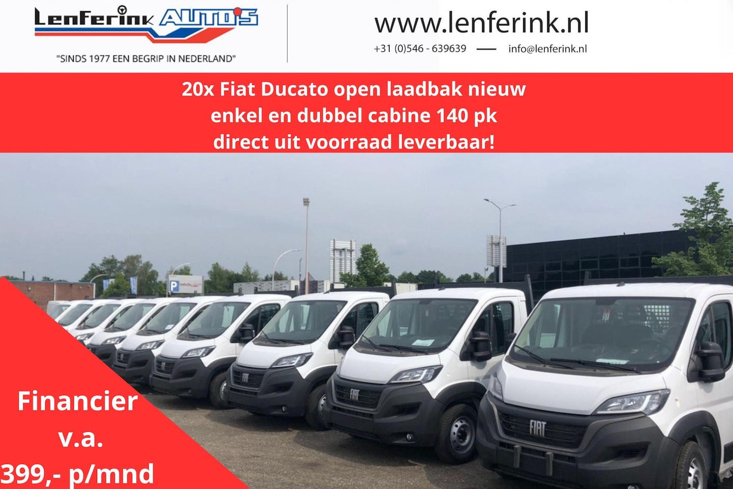 Fiat Ducato - 2.2 Mjet 140 pk L4 Pick Up / Open Laadbak va 399,- p/mnd, Airco, Cruise Control, LxBxH 420 - AutoWereld.nl