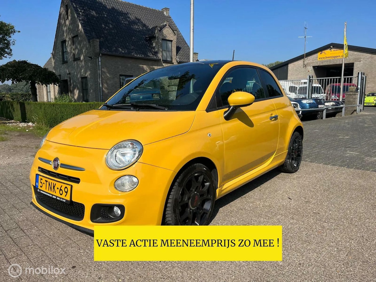 Fiat 500 - 0.9 TwinAir Turbo 500S SPORT UITVOERING MET OA ZWARTE HEMEL EN AIRCO !! - AutoWereld.nl