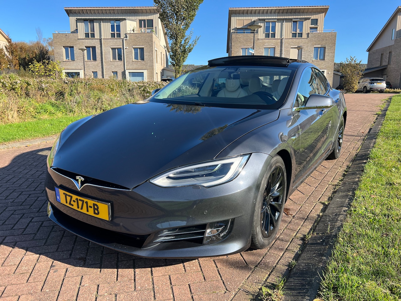 Tesla Model S - 100D Luchtvering/ Open dak/ Autopilot/ Creme / FULL AUTOPILOT - AutoWereld.nl