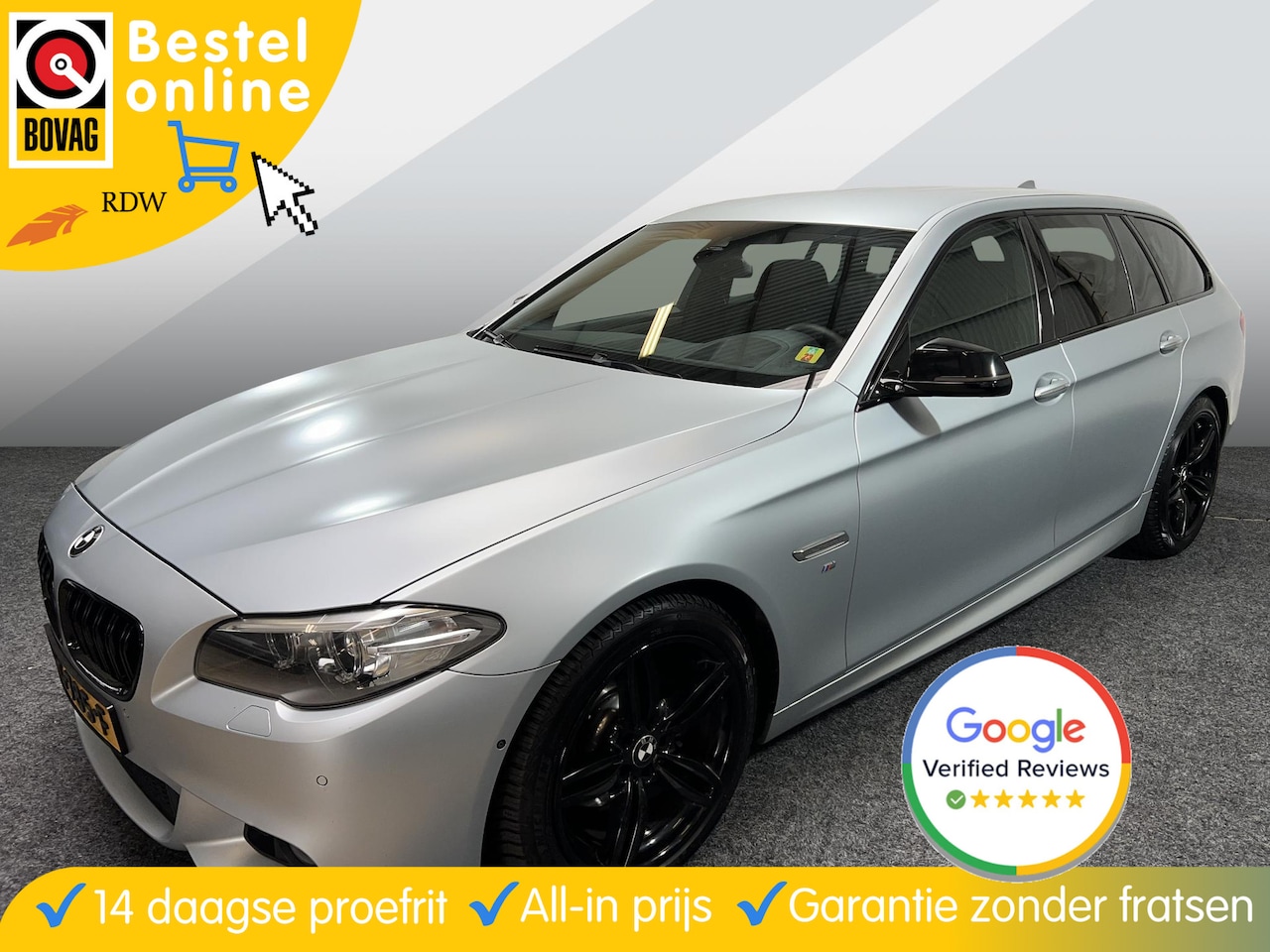 BMW 5-serie Touring - 520i High Executive Frozen Silver Metallic - AutoWereld.nl