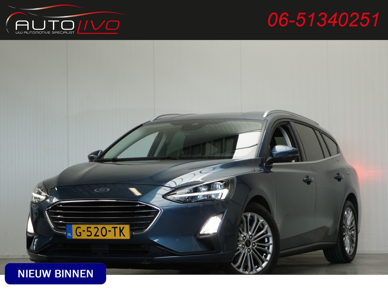 Ford Focus Wagon - 1.5 EcoBlue Titanium Business AUTOMAAT! LED B & O NAVI STOEL + STUUR VERW APPLE - AutoWereld.nl