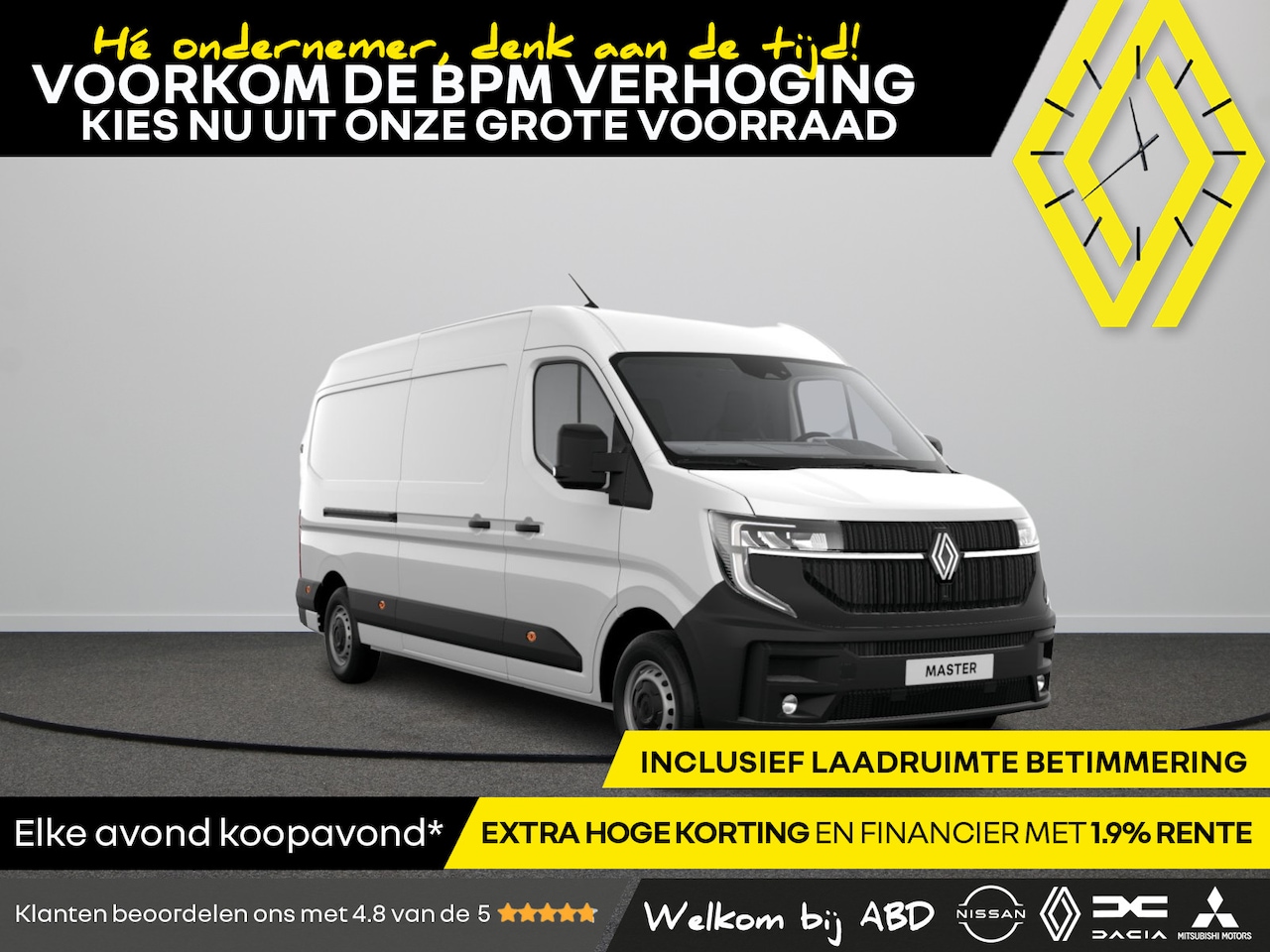 Renault Master - Gesloten Bestel L3H2 T35 dCi 150 6MT Advance | C-Shape LED dagrijverlichting | Elektronisc - AutoWereld.nl