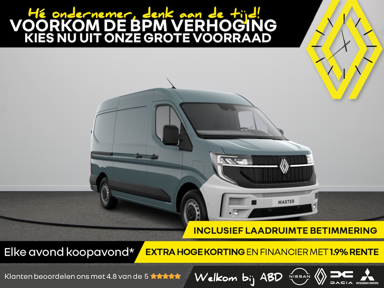 Renault Master E-Tech - Gesloten Bestel L2H2 T35 Electric 140 Long Range 1AT Advance | C-Shape LED dagrijverlichti - AutoWereld.nl