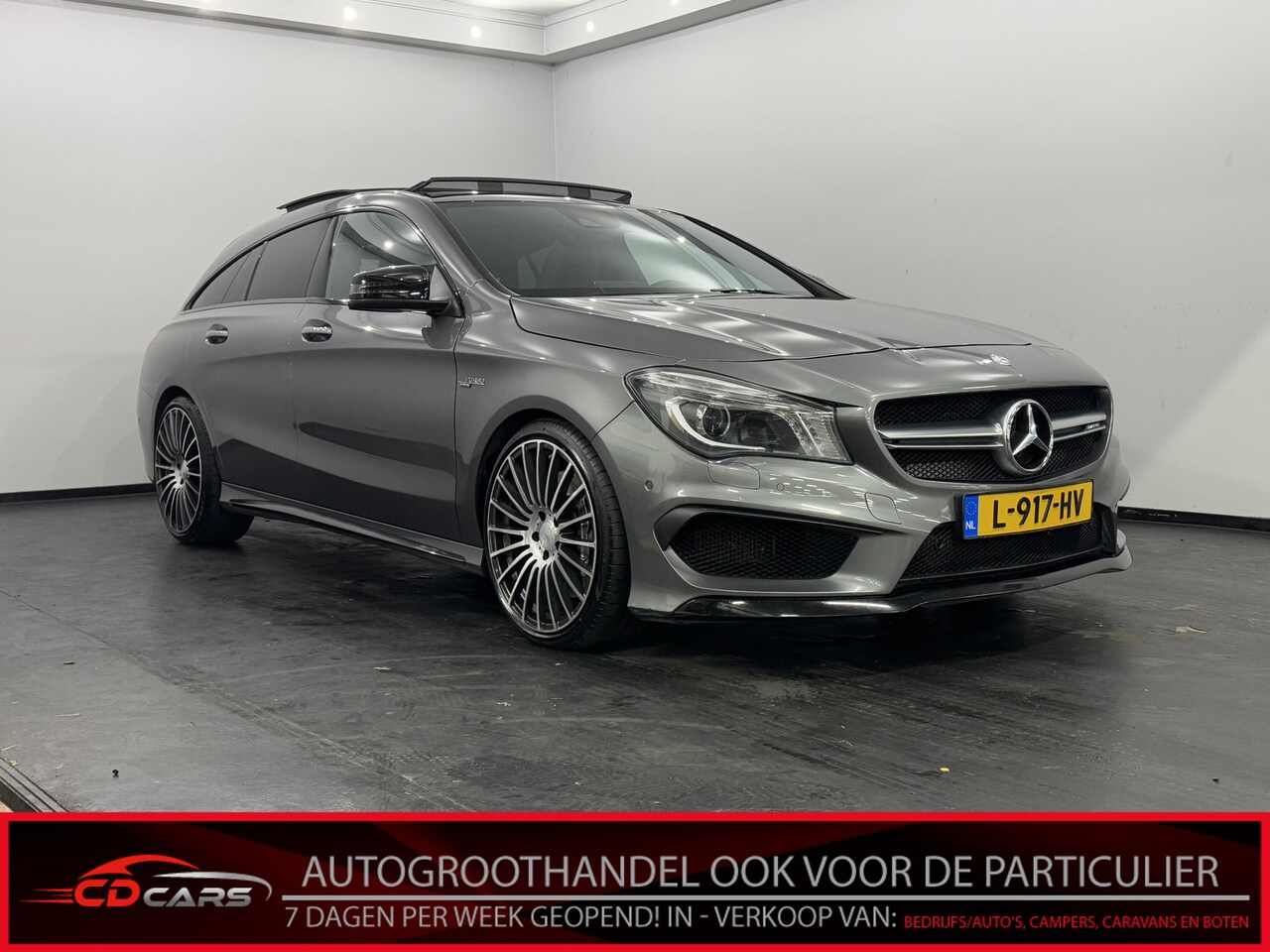 Mercedes-Benz CLA-klasse Shooting Brake - AMG 45 4MATIC Leder, Pano, Navi, Parkeer sensoren, 361 PK, Sport velgen - AutoWereld.nl