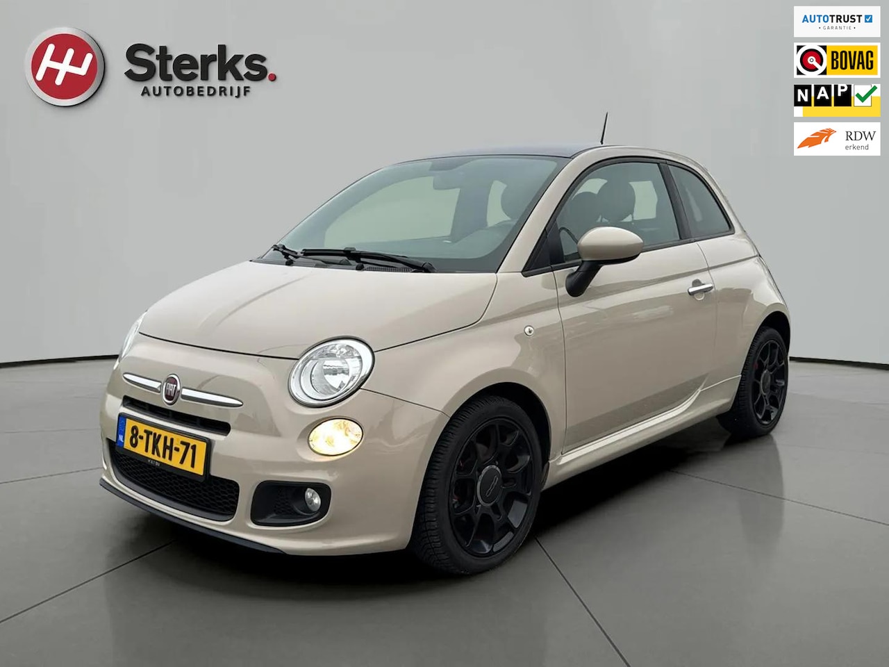 Fiat 500 - 0.9 TwinAir Turbo 500S CAPPUCCINO LEDER ALCANTARA ZWART DAK - AutoWereld.nl