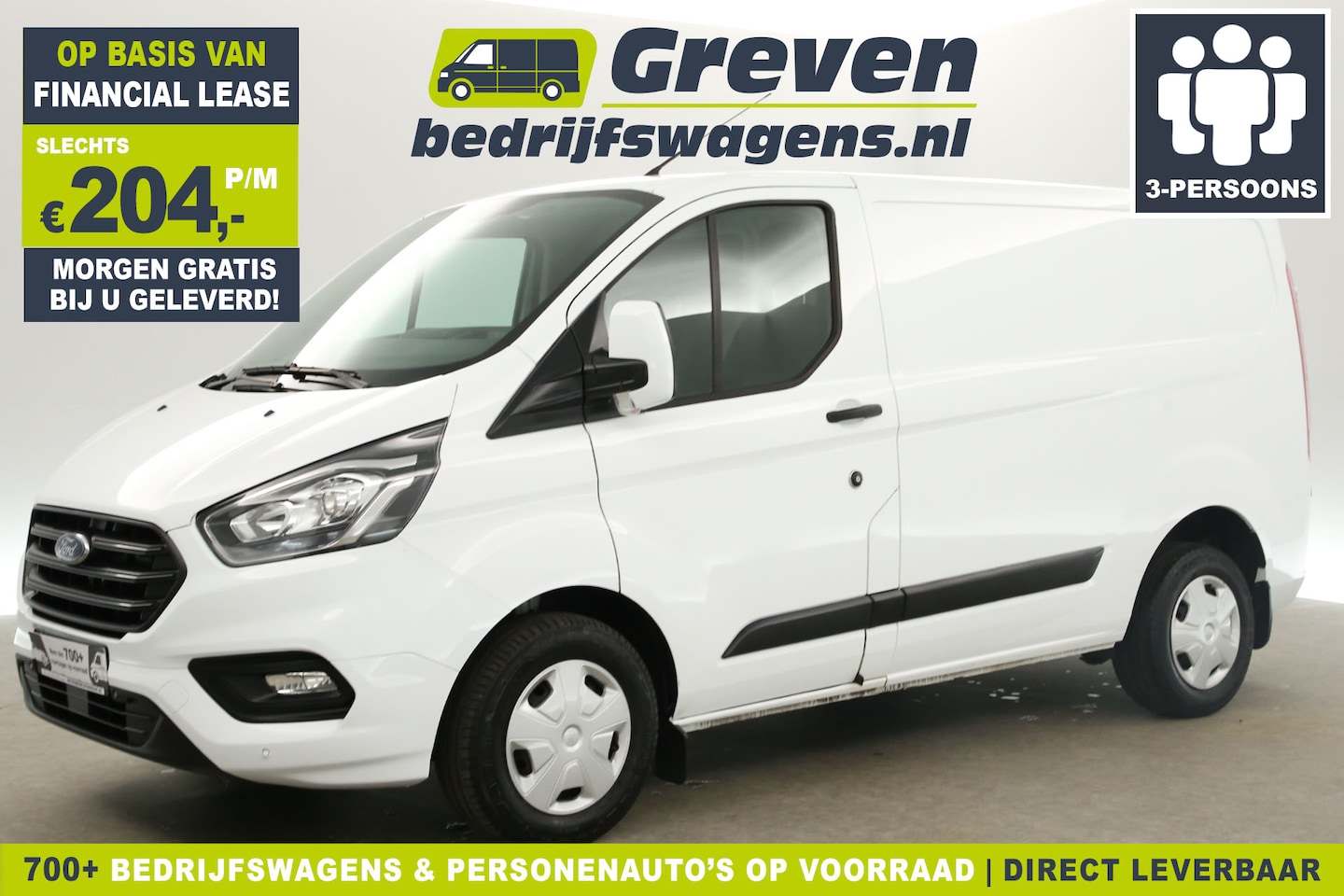 Ford Transit Custom - 2.0 EcoBlue L1H1 Airco Cruise Parkeersensoren 3 Persoons Stoelverwarming Trekhaak - AutoWereld.nl