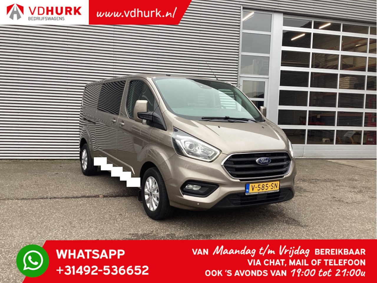 Ford Transit Custom - 2.0 TDCI 130 pk Aut. L2 Limited DC Dubbel Cabine/ 2x Schuifdeur/ Stoelverw./ CarPlay/ Navi - AutoWereld.nl