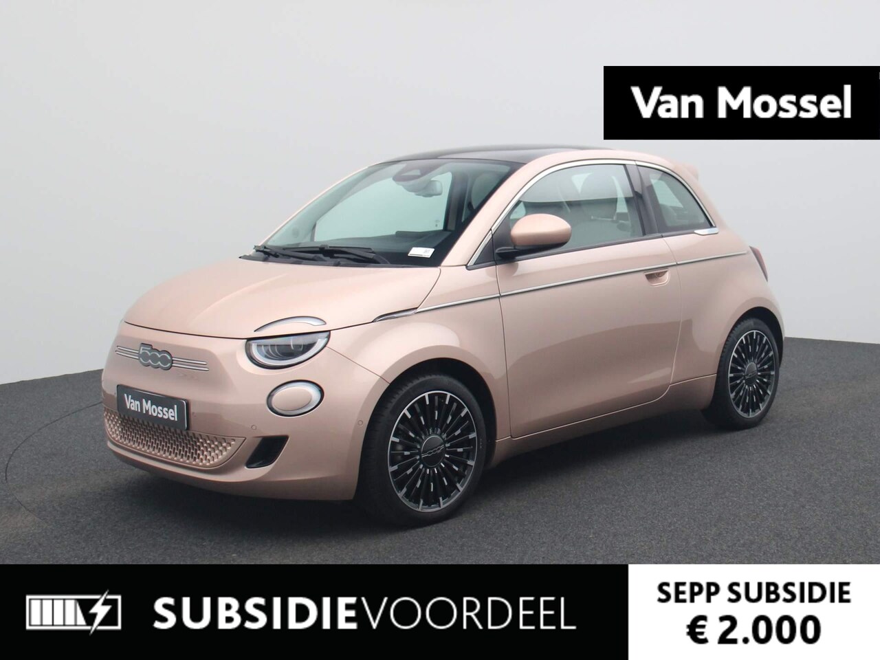 Fiat 500e - La Prima 42 kWh | Leder | Navi | ECC | Cam | Pano | LMV | LED | - AutoWereld.nl