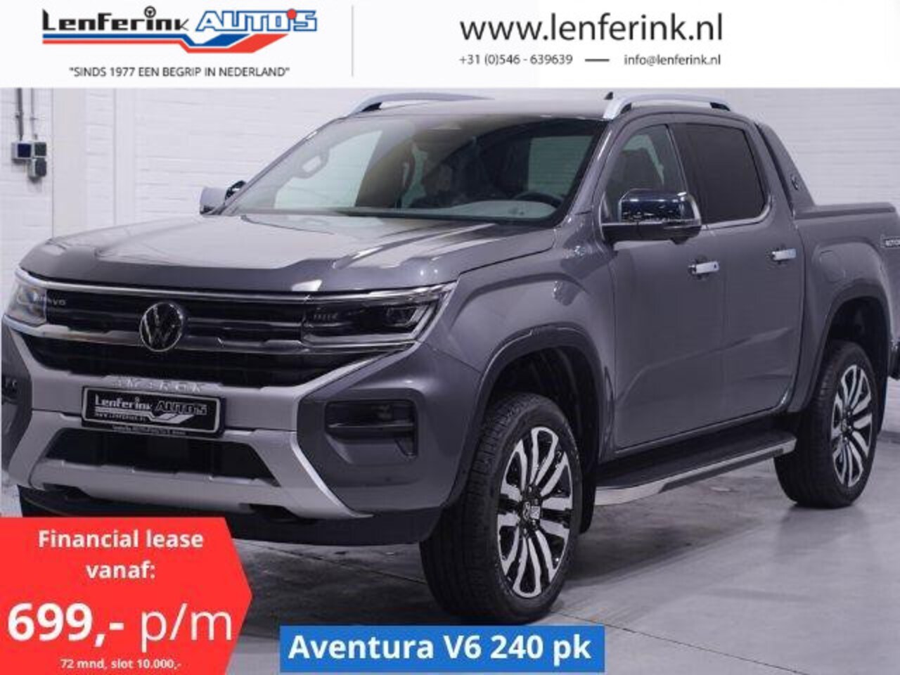 Volkswagen Amarok - 3.0 TDI V6 240 pk Aventura Grijs Kenteken 2-Zits Leder, 360 Camera, Elek. Rolkoffer Laadru - AutoWereld.nl