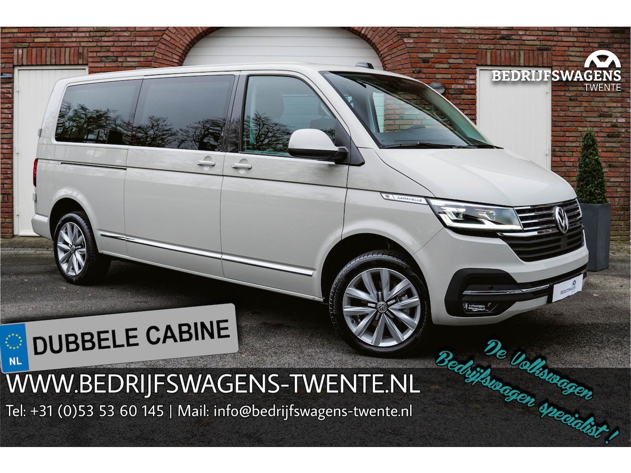 Volkswagen Transporter Caravelle - T6.1 2.0 TDI 150 PK DSG CARAVELLE L2H1 DUB/CAB A-Deuren ACC | LED | Digital Cockpit | Lede - AutoWereld.nl