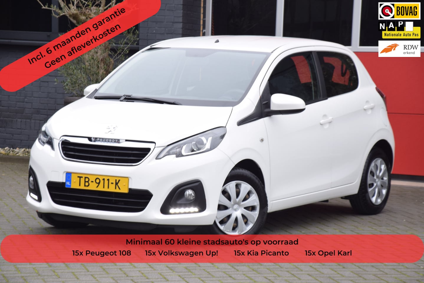 Peugeot 108 - 1.0 e-VTi Active 2018 Airco 5 Deurs Bluetooth 15x op voorraad! - AutoWereld.nl